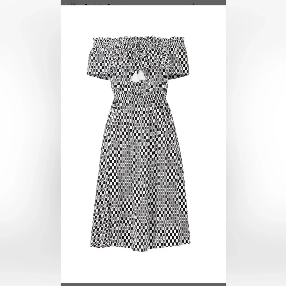 NWT KATE SPADE New York arroz stripe of  shoulder midi dress  size m